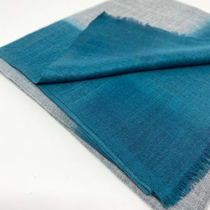 Edge of Turquoise & Dark Grey Light Weight Scarf on white background - H+E Goods Company