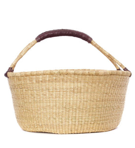 Oversized Bolga Basket With Leather Handle - H+E Goods Company