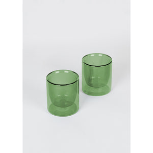 6 oz Double-Wall Green Glass / Set of 2 - H+E Goods Company