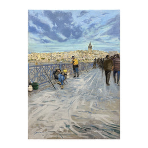 Fishermen on the Galata Bridge - Oil on Canvas - H+E Goods Company