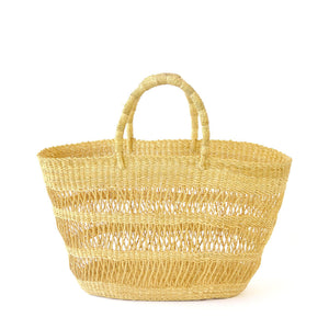 Natural Veta Vera Lace Weave Shopper with Leather Handles - H+E Goods Company