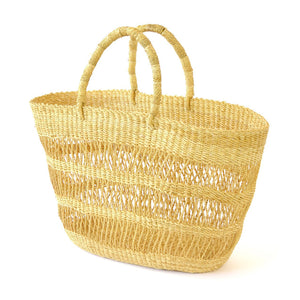 Natural Veta Vera Lace Weave Shopper with Leather Handles - H+E Goods Company