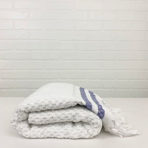 Blue Dot Striped Towels - H+E Goods Company