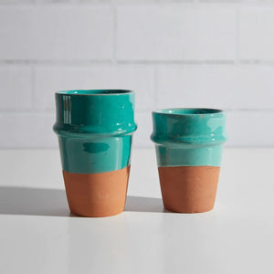 Moroccan Beldi Ceramic Cups - Teal - H+E Goods Company