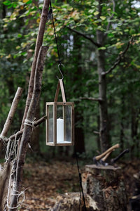 Teak Wood Lantern - Natural - H+E Goods Company