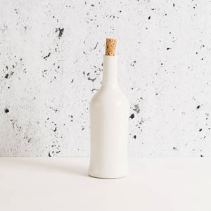 Stoneware Olive Oil Bottle 21 oz - White - H+E Goods Company