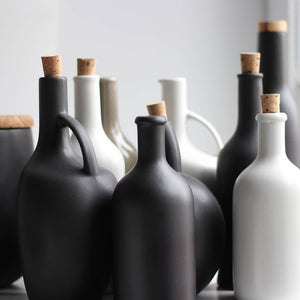 Stoneware Olive Oil Bottle 34 oz - Black - H+E Goods Company