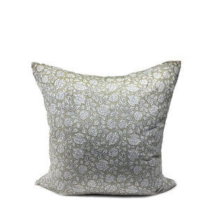 Peony Block Print Linen Pillow - H+E Goods Company