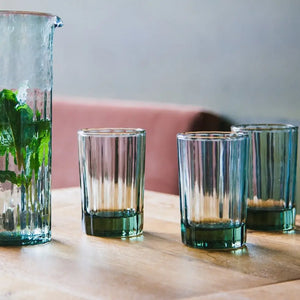 Set of 2 Reed Water Glass - Smokey Green - H+E Goods Company