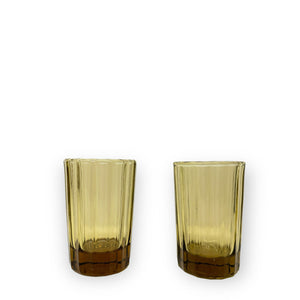 Set of 2 Reed Water Glass - Amber - H+E Goods Company