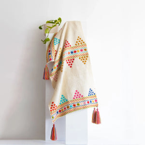 Taya Wool Throw Blanket - Cream - H+E Goods Company