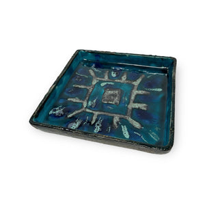 Teal Ceramic Square Plate - H+E Goods Company